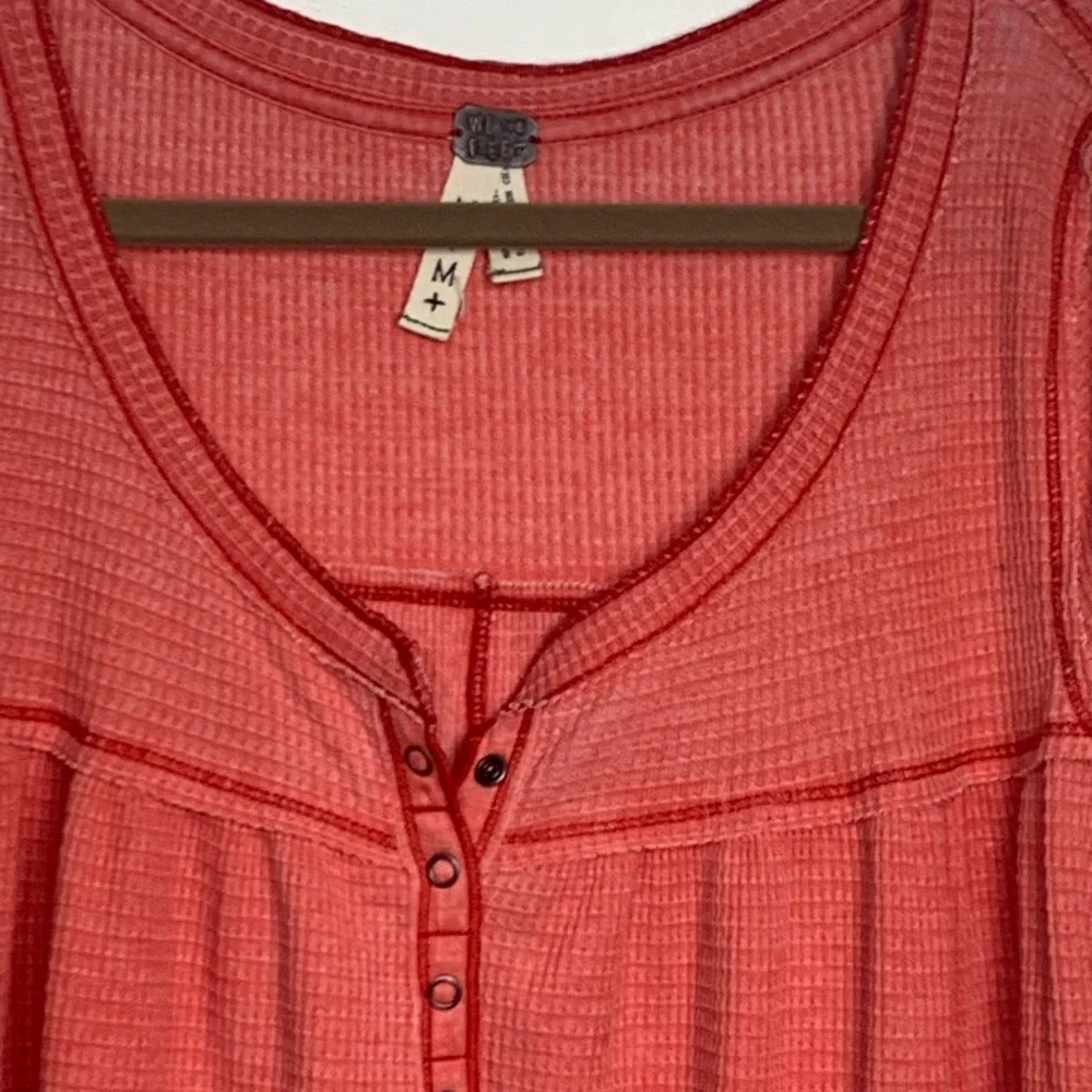 Free People Kai‎ long sleeve Henley waffle weave sz M